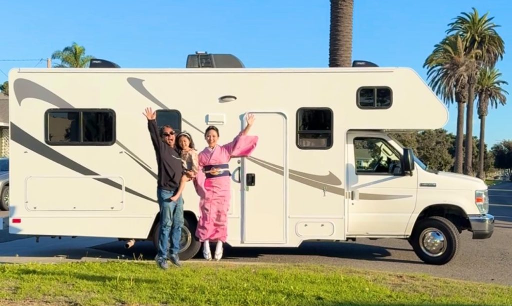 Kimono Mom family in front of an RV
